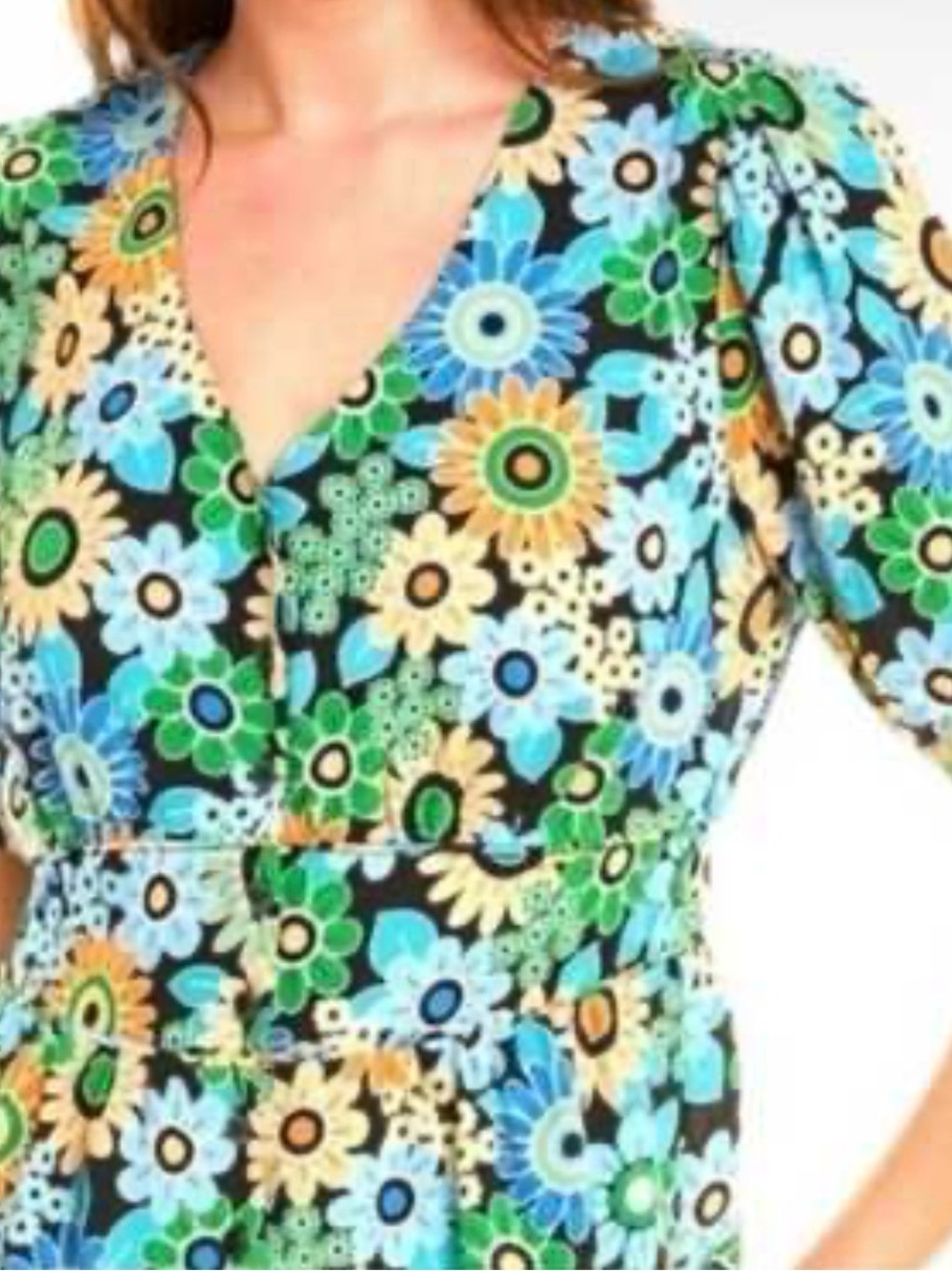 CAbi Happy Top #5900 Multicolor Floral Peplum Blouse